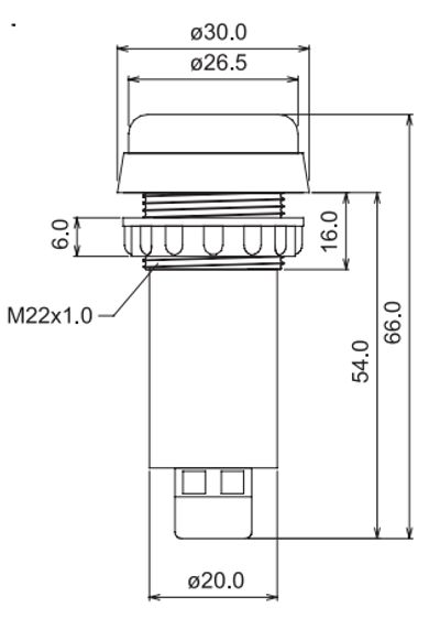 LED INDICATOR LIGHT Ø22mm 230V RED
