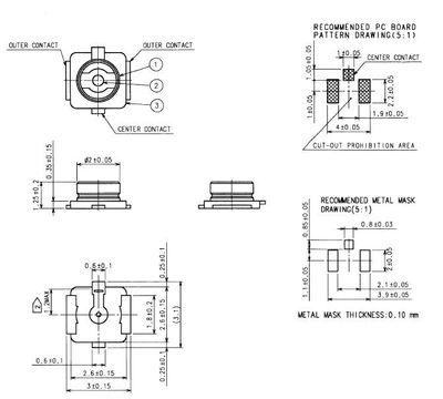 U.FL micro coaxial for PCB CutTape