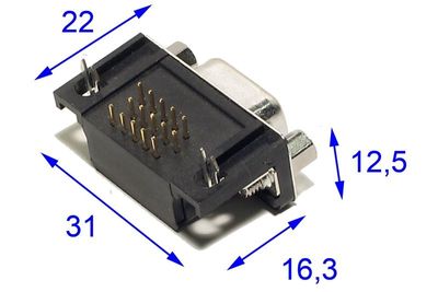 HD15 CONNECTOR MALE ANGLE PCB (VGA) HD15 CONNECTOR MALE ANGLE PCB (VGA)