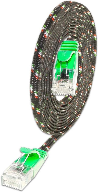 CAT6 FLAT NETWORK CABLE U/UTP TOUGH 3m green