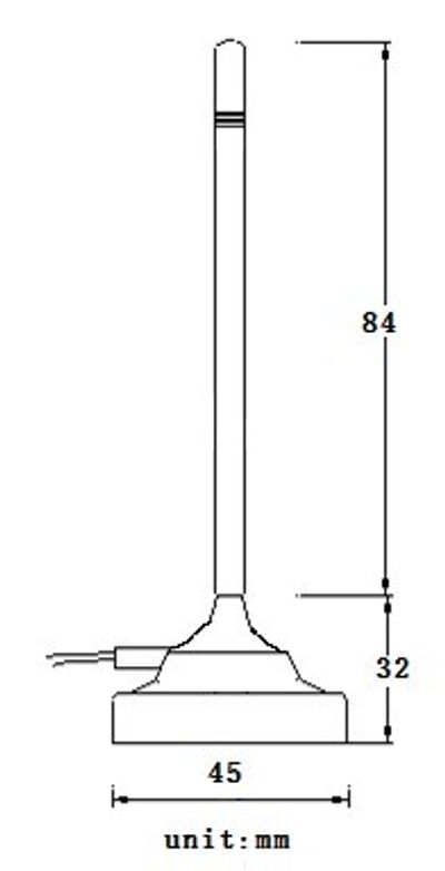 4G Antenna 116mm, 50mm mag base, SMA(M) 2500mm