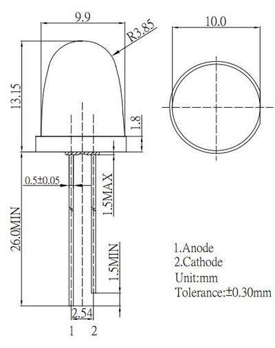 LED 10mm COLD WHITE 100cd 8deg LED 10mm COLD WHITE 100cd 8deg