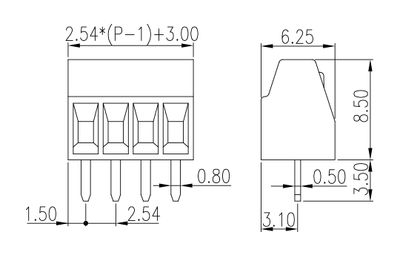 SMALL BLOCK TERMINAL 3X 10mm R2,54