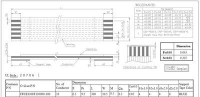 FFC cable 0,5mm 33pole Sn 300mm