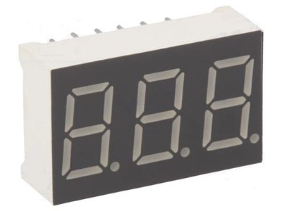 7-SEGMENT LED DISPLAY 3X 22x14mm GREEN/YELLOW (CC)