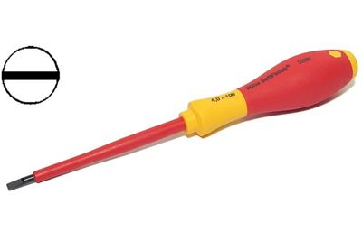 1000V INSULATED SCREWDRIVER SLOTTED TIP 4,0mm 100/208mm 1000V INSULATED SCREWDRIVER SLOTTED TIP 4,0mm 100/208mm