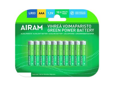 Airam Green Power Alkaline Battery LR03 (AAA) 10pcs