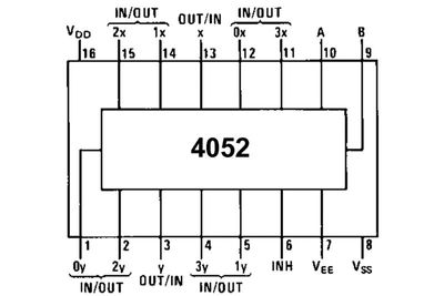 CMOS-LOGIC IC MUX 4052 DIP16