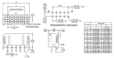 3,0mm 12pole male tin UL 94V-0