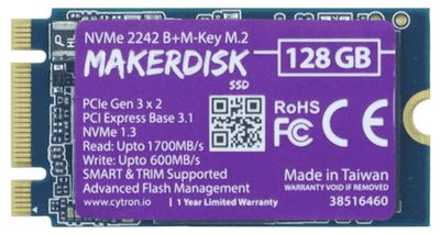 128GB MakerDisk NVMe 2242 B+M-key + RPiOS