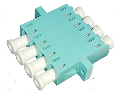 LC Quad Adapter OM3 Aqua Pb sleeve