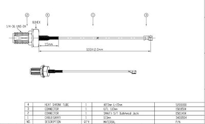 U.FL - SMA(F)ST Bulkhead Ø1,13mm 100mm U.FL - SMA(F)ST Bulkhead Ø1,13mm 100mm