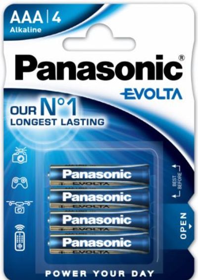 4pcs Alkaline Battery 1,5V AAA Size Panasonic Evolta