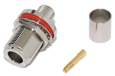 N CONNECTOR FEMALE PANEL CRIMP FOR RG213 CABLE N CONNECTOR FEMALE PANEL CRIMP FOR RG213 CABLE