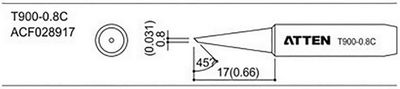 ATTEN T900-0.8C SOLDERING TIP 0,8mm