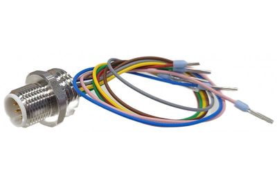 M12 8-pin panel connector with wires M12 8-pin panel connector with wires