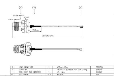 U.FL - TNC(F)ST Bulkhead Oring 1,32mm L-250mm