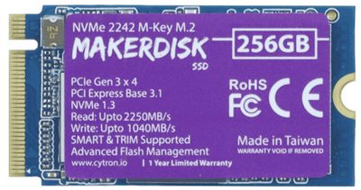 256GB MakerDisk NVMe 2242 B+M-key + RPiOS