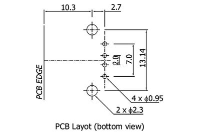 USB A SOCKET ANGLED PCB