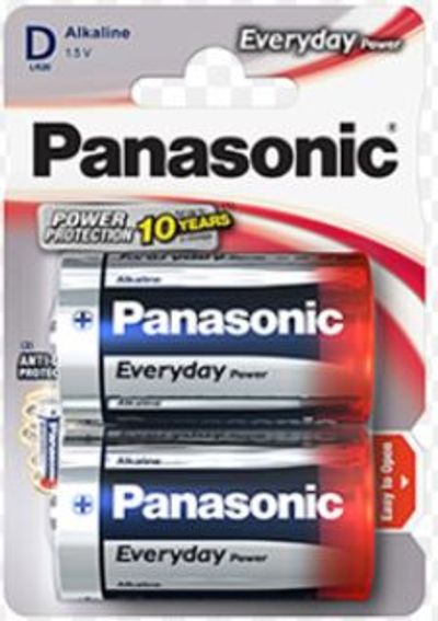 2pcs ALKALINE BATTERY 1,5V D-SIZE Panasonic Everyday Power