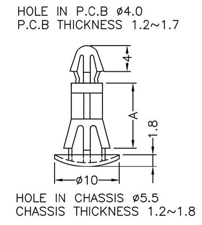 PCB ASSEMBLY STUD 8mm 4/5,5mm