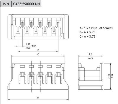 1.27mm 20pole female wire housing for crimp
