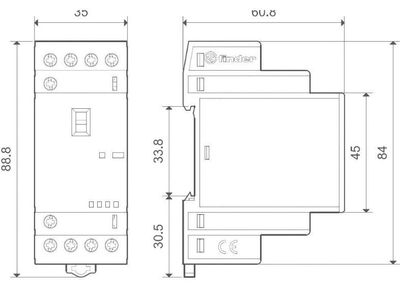 CONTACTOR DIN-RAIL MOUNT, 4NO 24V, 25A