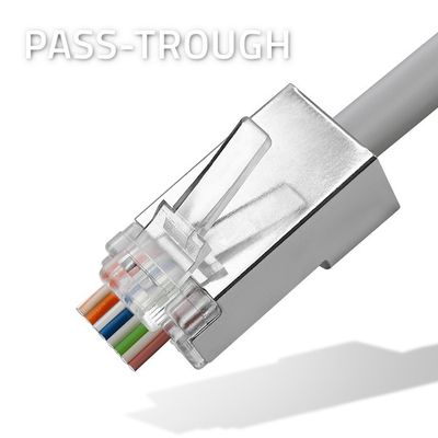 RJ45 PLUG CAT6 SHIELDED PASS THROUGH 10pcs bag