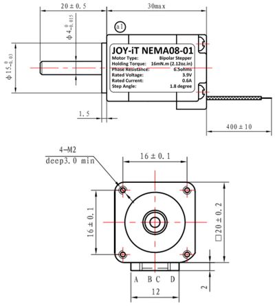 STEPPER MOTOR NEMA08 3.9V 0.6A 1.8deg STEPPER MOTOR NEMA08 3.9V 0.6A 1.8deg