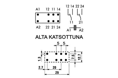 PCB RELAY DPDT 8A 24VDC