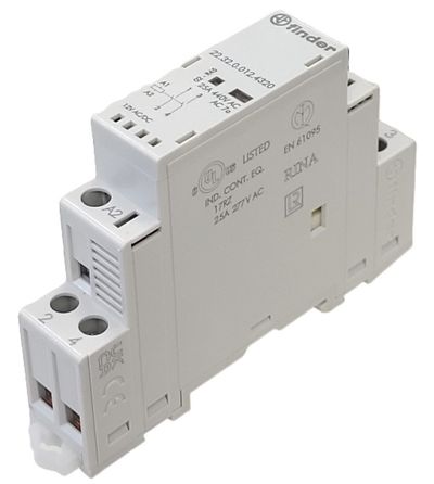 CONTACTOR DIN-RAIL MOUNT 2NO 12VDC 25A