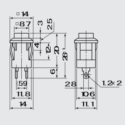 PUSHBUTTON SWITCH OFF/(ON) 0,5A 250VAC