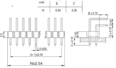 PIN HEADER ANGLE 2x6 R2,54