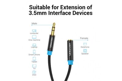 Vention 3.5mm STEREO PLUG EXTENSION CORD 1m