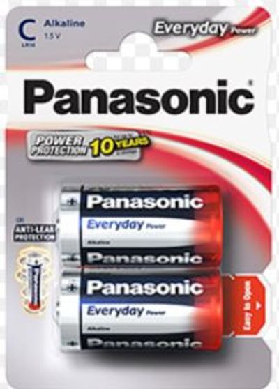 2pcs ALKALINE BATTERY 1,5V C-SIZE Panasonic Everyday Power