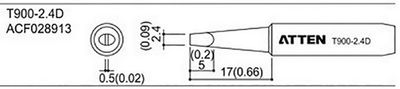 ATTEN T900-2.4D SOLDERING TIP 2,4x0,5mm ATTEN T900-2.4D SOLDERING TIP 2,4x0,5mm