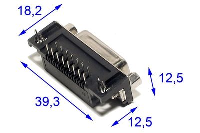 D15 CONNECTOR FEMALE ANGLE PCB