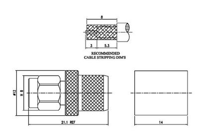 SMA-CONNECTOR MALE CRIMP FOR RG316/174 CABLE