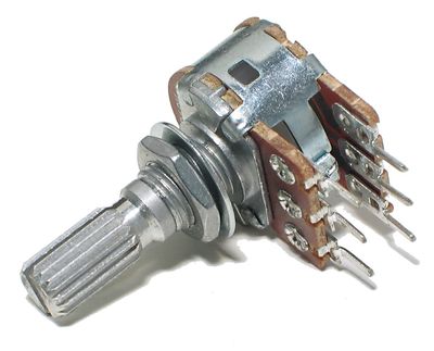 PCB POTENTIOMETER STEREO 6mm SPLIT SHAFT LIN 1kohm