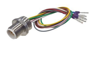 M12 8-pin panel connector with wires