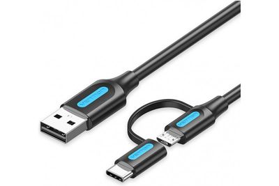 Vention USB-2.0 CABLE A-MALE / USB-C/micro-B 0,25m Vention USB-2.0 CABLE A-MALE / USB-C/micro-B 0,25m