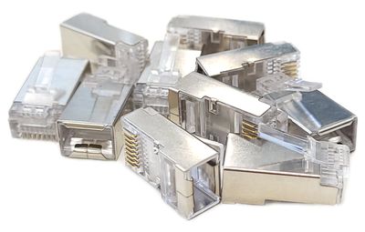 RJ45 PLUG CAT6 SHIELDED PASS THROUGH 10pcs bag