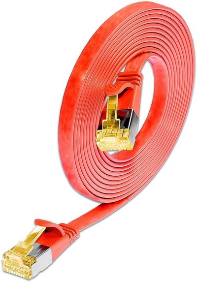 CAT6A FLAT NETWORK CABLE U/FTP 3m red