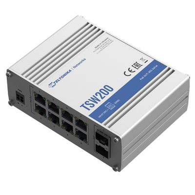 Teltonika TSW200 2xSFP+8xCAT6(PoE) ETHERNET SWITCH Teltonika TSW200 2xSFP+8xCAT6(PoE) ETHERNET SWITCH