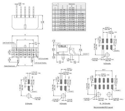 3,0mm 6pole smd male horizontal, plastic peg, Flash Au