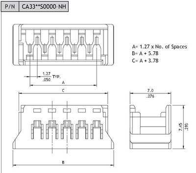 1.27mm 8pole female wire housing for crimp