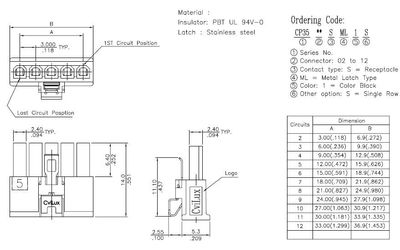3,0mm 4pole female wire metal latch UL 94V-0 3,0mm 4pole female wire metal latch UL 94V-0