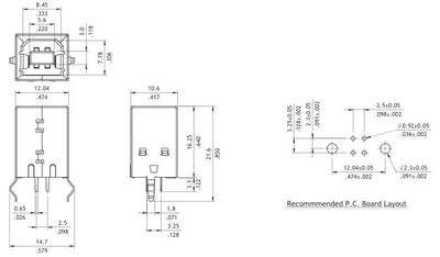 USB-B vertical white Au Flash