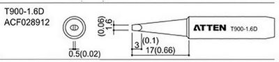 ATTEN T900-1.6D SOLDERING TIP 1,6x0,5mm