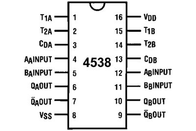 CMOS-LOGIC IC VIBRA 4538 DIP16